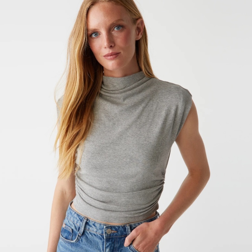 Michael Stars Amara Ribbed Shoulder Tee